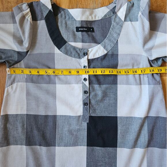 Paprika‎ Dress Womens M Gray White Plaid Gingham Mini Prairie Cottage Country - Picture 6 of 9